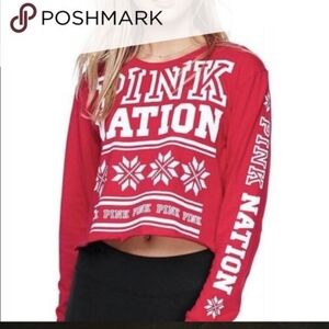 Pink Nation Holiday Christmas Top Large